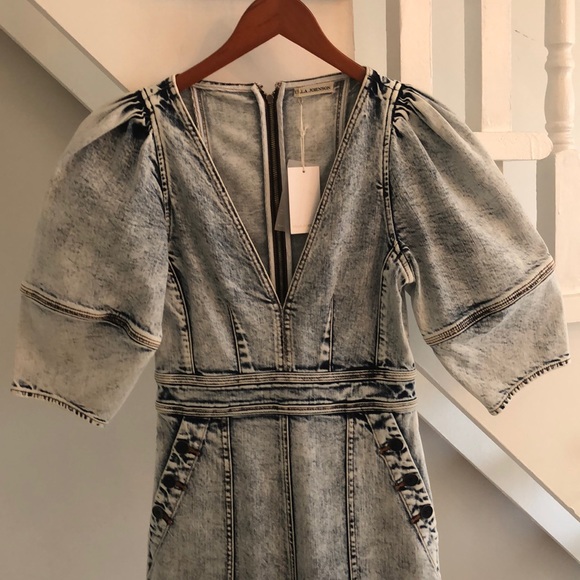 NWT Ulla Johnson Jasper Acid Wash Denim Jumpsuit - Picture 3 of 4